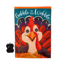 Winky Blinky Gobble & Wobble Turkey Applique Lighted Garden Flag Garden