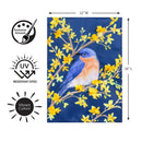 Forsythia & Bluebird Applique Flag Garden