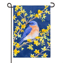 Forsythia & Bluebird Applique Flag Garden