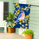 Forsythia & Bluebird Applique Flag House