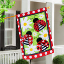 Ladybug Trio Applique Flag House