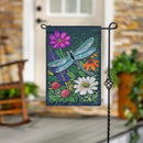 Woodblock Dragonfly Applique Flag Garden