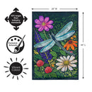 Woodblock Dragonfly Applique Flag House