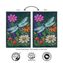 Woodblock Dragonfly Applique Flag House