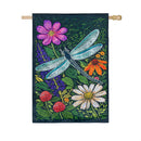 Woodblock Dragonfly Applique Flag House