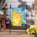 Winky Blinky Hello There Cat Applique Lighted Garden Flag