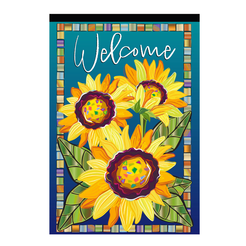 Sunflower Garden Welcome Applique House Flag