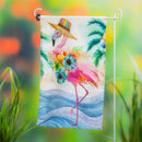 Palm Beach Floral Flamingo Applique Garden Flag