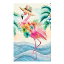Palm Beach Floral Flamingo Applique Garden Flag