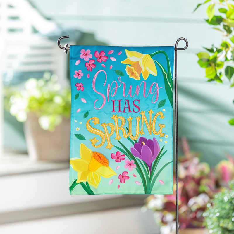 Spring Has Sprung Applique Garden Flag