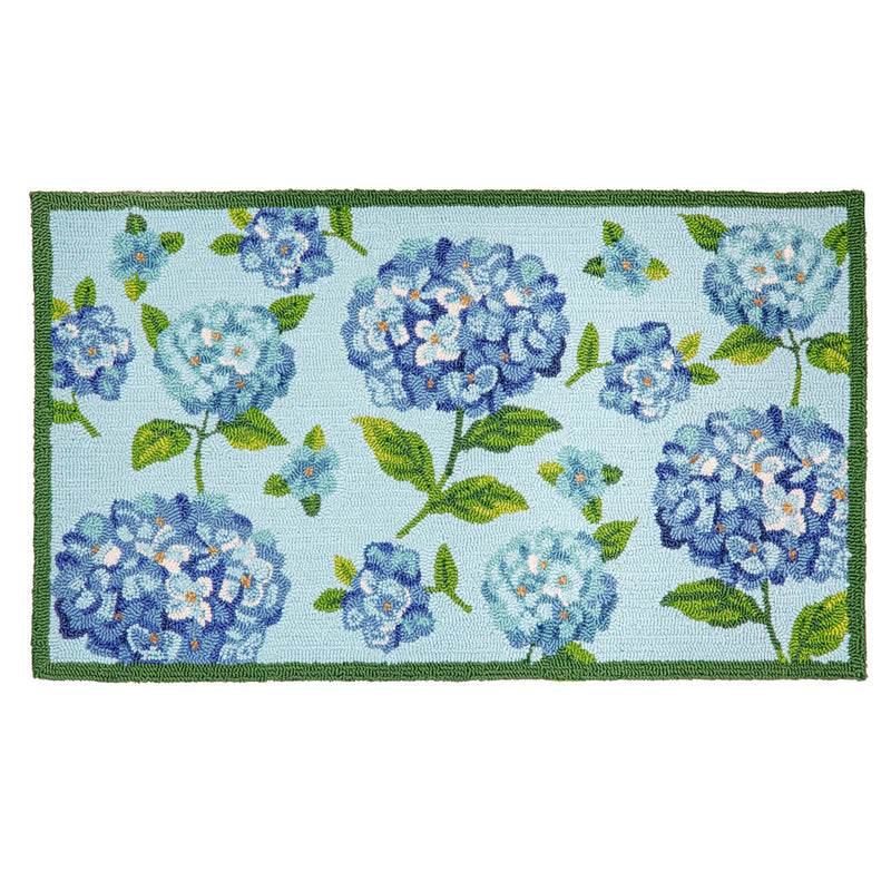 VivaStyle Indoor/Outdoor Hooked Rug, 24"x42", Hydrangea Haven