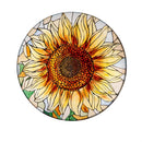 Hillside Pasture Birdbath, Glass Sunflower-Stained Glass Look, 18"
