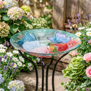 Cottage Garden Birdbath, Glass Butterfly Lily, 18"