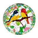 Cottage Garden Birdbath, Glass Songbird-Stained Glass Look, 18"