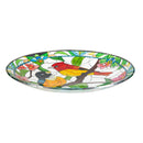 Cottage Garden Birdbath, Glass Songbird-Stained Glass Look, 18"