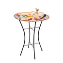 Cottage Garden Birdbath, Metal Songbird Gathering with Stand 18"