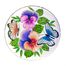 Cottage Garden Birdbath, Glass Pansy & Butterfly, 18"