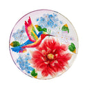 Cottage Garden Birdbath, Glass Hummingbird Blossom, 18"