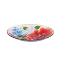 Cottage Garden Birdbath, Glass Hummingbird Blossom, 18"