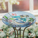 Snowbird Birdbath, Glass Snowbirds, 18"