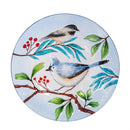 Snowbird Birdbath, Glass Snowbirds, 18"