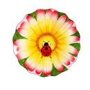 Cottage Garden Birdbath, Glass Ladybug Daisy, 18"