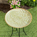 Cottage Garden Birdbath, Metal Embossed Fern with Stand 20.5"