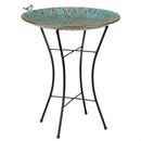Cottage Garden Birdbath, Metal Aqua Mandala with Stand, 18.5"