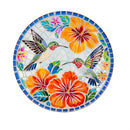 Cottage Garden Birdbath, Glass Hummingbird Mosaic Look, 18"