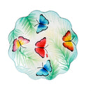 Cottage Garden Birdbath, Glass Scalloped Butterfly, 18"