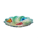Cottage Garden Birdbath, Glass Scalloped Butterfly, 18"