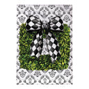 Black & White Bow Topiary Burlap Garden Flag