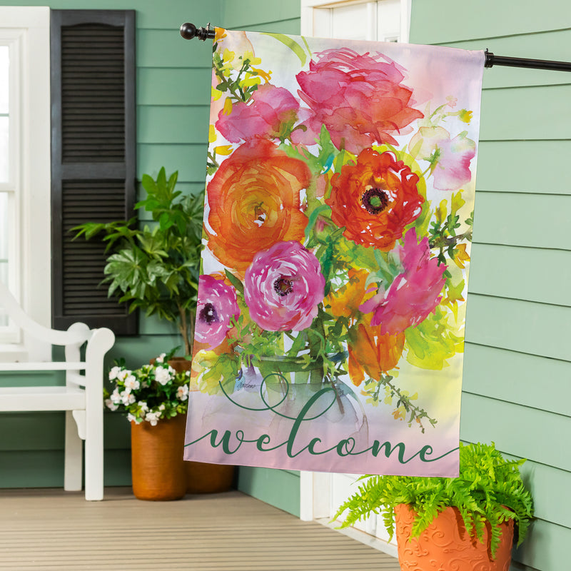 Ronunculus Welcome Burlap House Flag