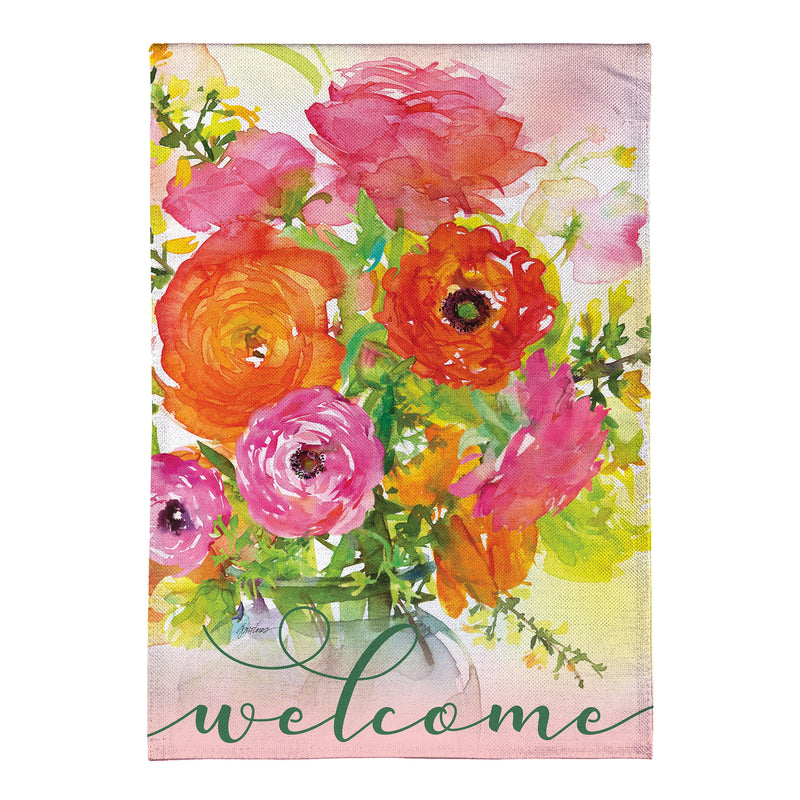 Ronunculus Welcome Burlap House Flag
