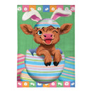 Winky The Easter Highland Cow Burlap House Flag