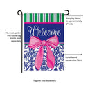 Welcome Bow Chinoiserie Burlap Garden Flag