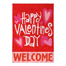 Happy Valentine's Day Welcome Burlap House Flag