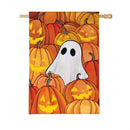 Pumpkin Patch Ghost Burlap Flag House