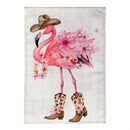 Western Flamingo Burlap House Flag