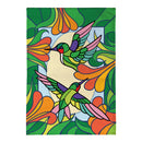 Stained Glass Hummingbirds Burlap House Flag