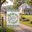 Home Sweet Home Greenery Wreath Burlap Flag Garden