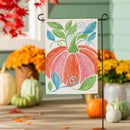 Fun Bright Pumpkin Burlap Flag Garden