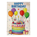 Happy Birthday Party Cake Burlap Flag Garden