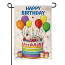 Happy Birthday Party Cake Burlap Flag Garden
