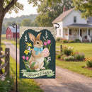 Vintage Easter Bunny Burlap Flag Garden
