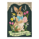 Vintage Easter Bunny Burlap Flag Garden