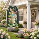 Vintage Easter Bunny Burlap Flag House