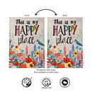My Happy Place Burlap Flag Garden