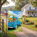 Blue Truck Fresh Market Burlap Garden Flag Garden