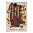 Fall Cowboy Boots Burlap Flag House